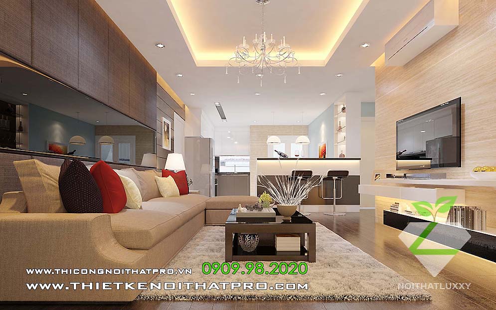hình ảnh Thiết kế phòng khách hiện đại chung cư 42m2 hiện đại tại Green Park, Dương Đình Nghệ, Mỹ Đình, Hà Nội