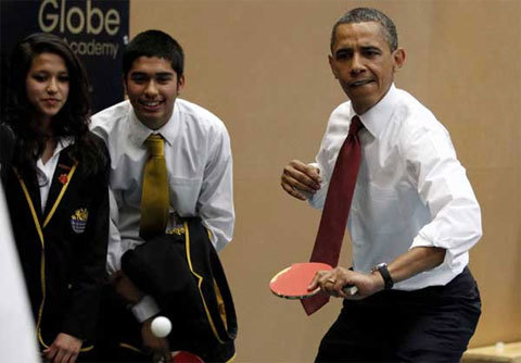 chơi bóng bàn của tổng thống Obama